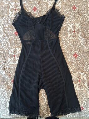 Women black romper with mesh sides large